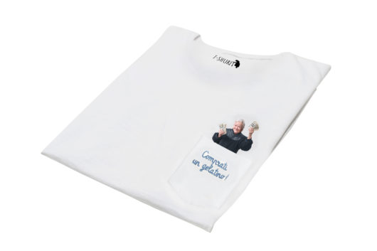 T-Shura di lato - t-shirt con nonna con la mancetta di soldi, maglietta con frase anziana "Comprati un gelatino" ricamata